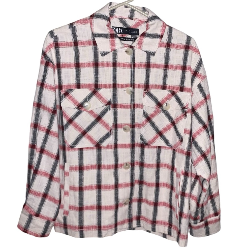 Zara plaid button down top